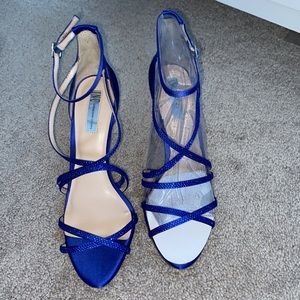 Brand new never been worn royal blue strappy heels